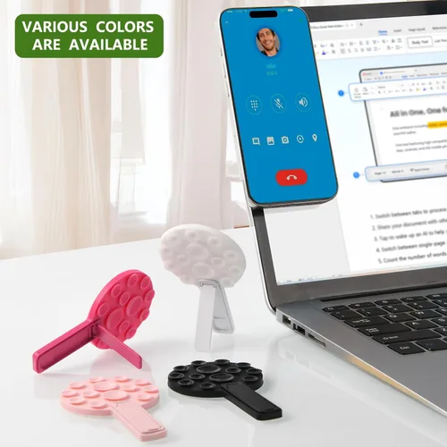 Vista 3 de Agarre adhesivo de silicona 2 en 1, combina una potente ventosa y un soporte duradero, adecuado para cualquier modelo de teléfono, proporciona