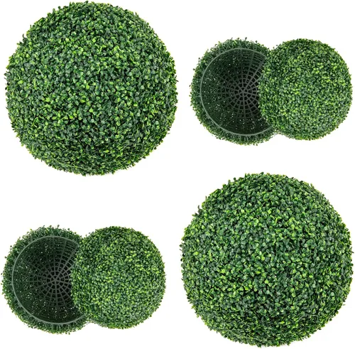 Vista 11 de Goplus 2 bolas topiarias artificiales de 15.7 pulgadas, bolas redondas de boj de imitación para exteriores, esferas de jardín decorativas