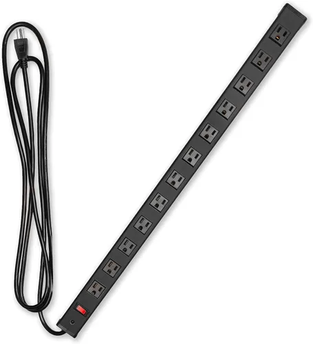Vista 10 de Iron Forge Cable Regleta de protección contra sobretensiones resistente de 9 salidas con disyuntor integrado, 14/3 SJT negro y amarillo con cable