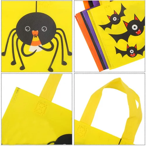 Vista 5 de CCINEE 24 bolsas no tejidas para golosinas, 8 bolsas de fiesta con patrón de Halloween, bolsas de fiesta con asas para niños, suministros de regalo