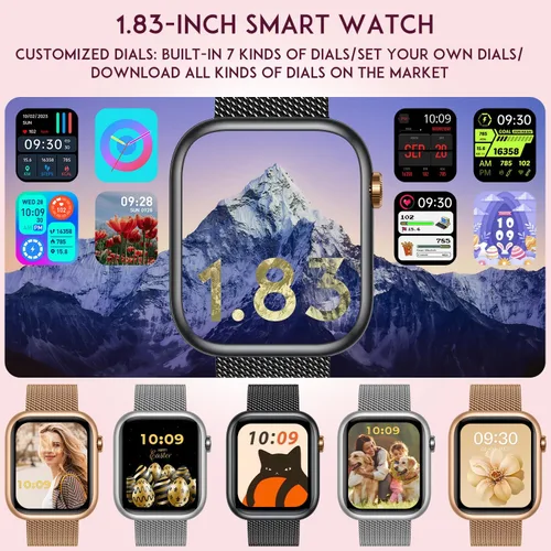 Vista 3 de Smartwatch - Reloj inteligente para mujer, reloj inteligente negro para mujer, responder llamadas Bluetooth, teléfonos Android, compatible