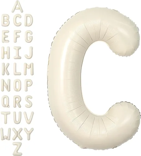 Vista 56 de SUWEN Globos de helio grandes de 102 cm (40 pulgadas) con letra S en color crema. Globos grandes de papel de aluminio con letra en helio, de A a Z.