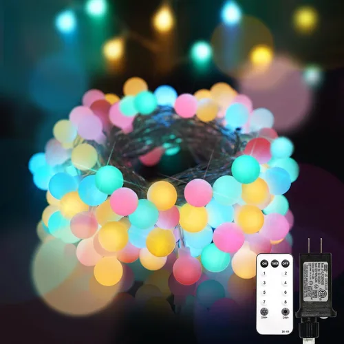 Vista 15 de suddus - Guirnalda de luces con forma de globo, 50 luces LED alimentadas por batería, para bandera, patio trasero, patio, jardín, fiesta