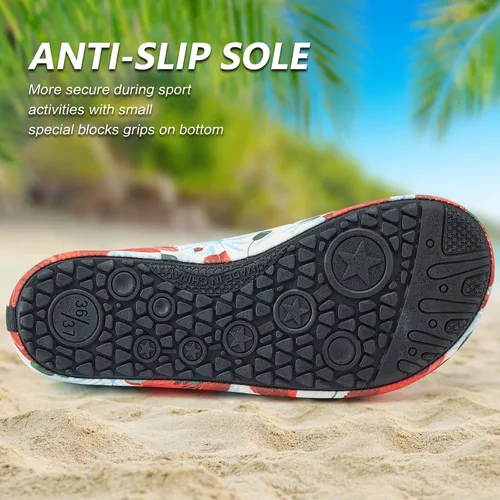 Vista 5 de Deevike Zapatos acuáticos para mujeres y hombres, estilo descalzo, de secado rápido, calcetines de agua sin cordones para playa, piscina, natación