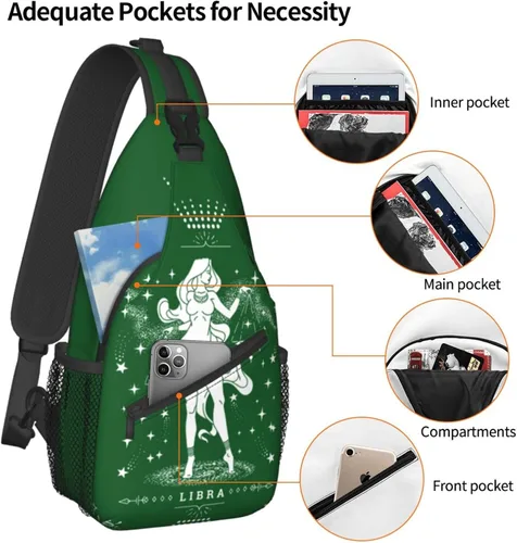 Vista 4 de Regalos del zodiaco para mujer, bolsa de pecho con correa del zodiaco, bolsas del zodiaco para mujer, bolsas cruzadas del zodiaco, bolsas cruzadas