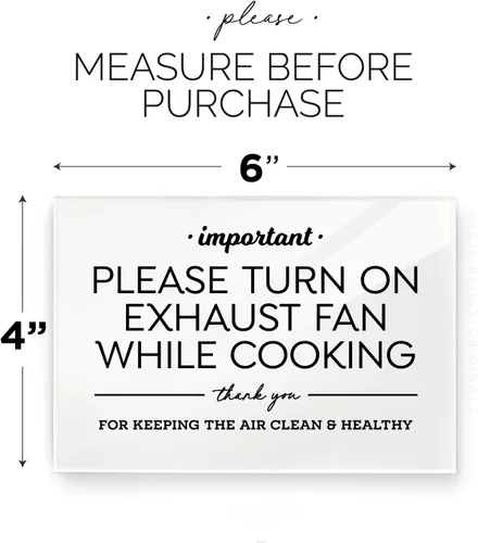 Vista 2 de 3.9 x 5.9 in, por favor, enciende el ventilador de escape mientras cocinas ~ Cartel de diseño ~ Listo para pegarse ~ Acabado premium, duradero (2)