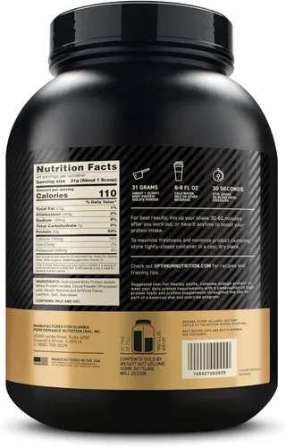 Vista 9 de Optimum Nutrition Gold Standard 100% aislado, proteína en polvo, chocolate Bliss, 3 libras, 44 porciones. Aislado de proteína de suero