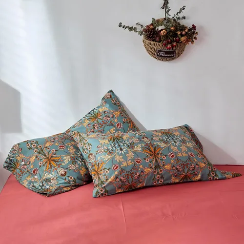 Vista 10 de Fundas de almohada de flores rosadas, 2 piezas, fundas de almohada de cama florales con elegantes lazos, 100% algodón, fundas de almohada estándar