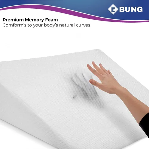 Vista 3 de Almohada de cuña de cama con parte superior de espuma viscoelástica de 7.5 pulgadas, ideal para dormir cómodo y reparador, almohada de cuña