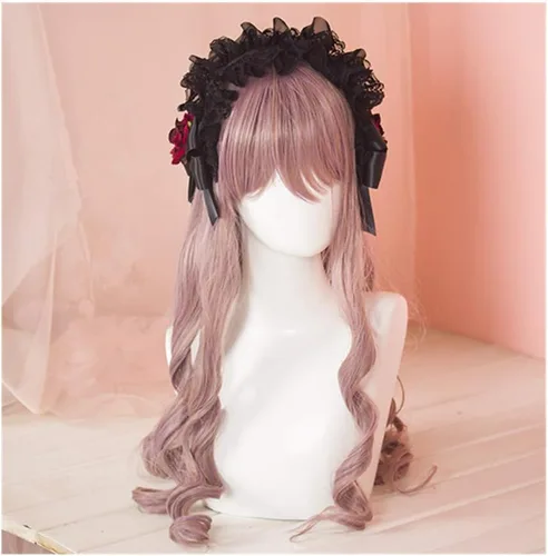 Vista 3 de Diadema de encaje Lolita Maid Rose Flower adorno para tocado, cinta vintage para cosplay, fiesta