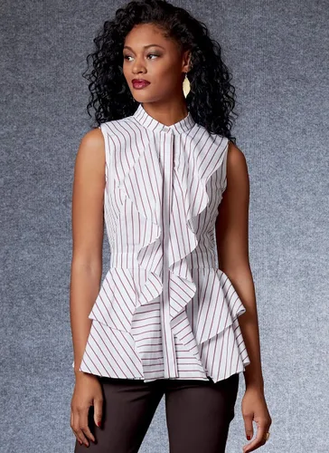 Vista 2 de Vogue Patterns V1728B5 Misses Top/Vest B5 (8-10-12-14-16), color blanco