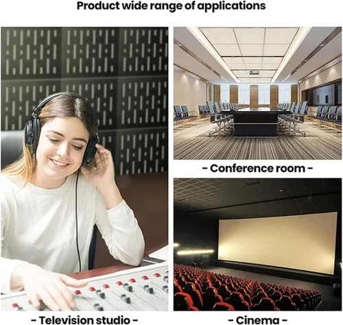 Vista 9 de Pack of 12 Foam Panels Soundproof Wall Acoustics Tiles Polyester Texture Sound Absorbing for Studios Flame Retardant Acoustics Materials Silver/Gray