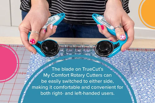 Vista 5 de TrueCut My Comfort - Cortador giratorio ergonómico de 1.772 pulgadas para tela, acolchado, costura, manualidades, zurdo o diestro, regla de guía