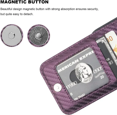 Vista 13 de KIHUWEY - Funda tipo cartera compatible con iPhone 15 con soporte para tarjetas de crédito, cierre magnético, soporte de cuero premium, cubierta