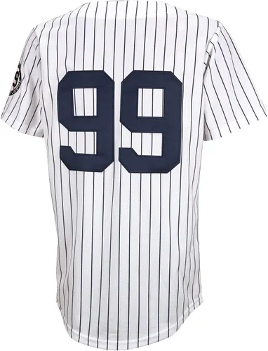 Vista 3 de 99 Parches bordados de jersey de béisbol Jersey blanco cosido con rayas azul marino