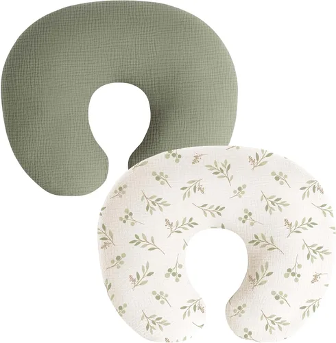 Vista 8 de Fundas de almohada de muselina de lactancia, paquete de 2, fundas suaves y adorables con cierre de cremallera, fundas 100% algodón para almohadas