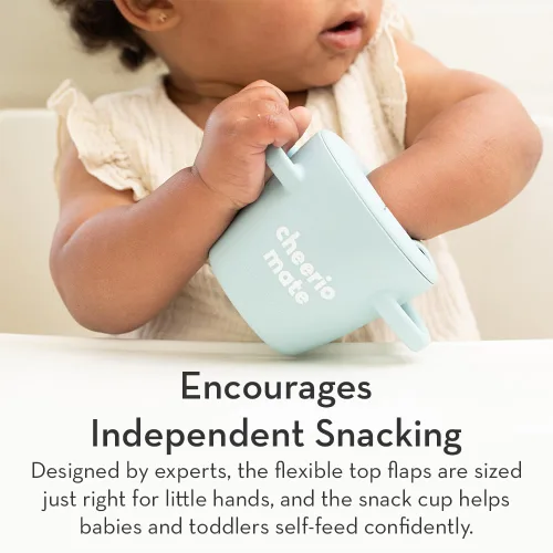 Vista 3 de Bella Tunno Happy Snacker - Vasos a prueba de derrames para niños pequeños y bebés, recipientes de aperitivos hechos de silicona sin BPA, apertura