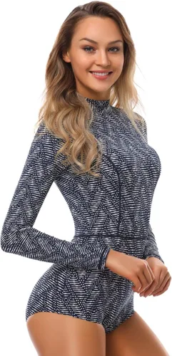 Vista 4 de AXESEA Traje de baño de una pieza con protección UPF 50+ de manga larga para mujer