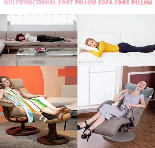 Vista 5 de Cojín reclinable para reposapiés de sofá (23 x 10 x 2 pulgadas), almohada multiusos para pie de media luna, almohada debajo de la rodilla para Azul
