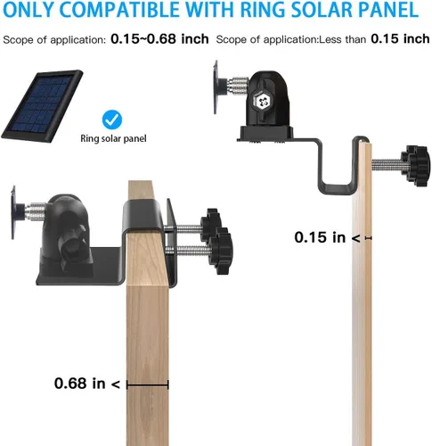 Vista 6 de Soporte de canalón para panel solar de anillo, soporte de panel solar OkeMeeo compatible con panel solar Arlo, Eufy, Reolink para una máxima negro