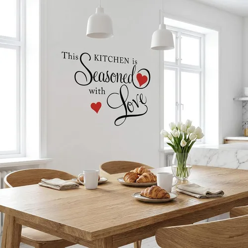 Vista 9 de Calcomanía de pared con cita This Kitchen is SEASONED WITH LOVE