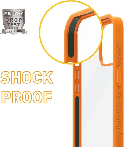 Vista 8 de Armor Signature - Funda para iPhone 12 Mini, color naranja con cinta gris
