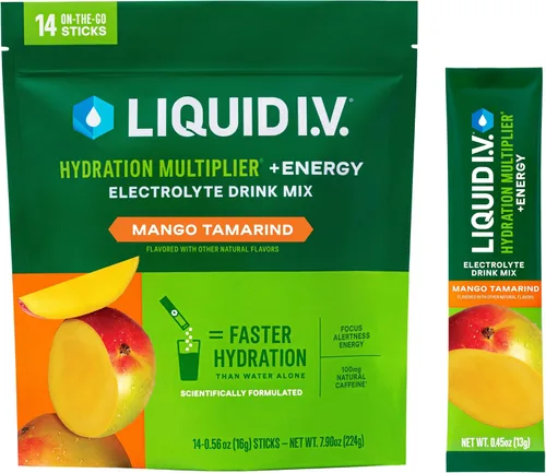 Vista 8 de Liquid I.V.® Multiplicador de Hidratación +Energía - Yuzu Piña Mezcla de Bebida en Polvo con Electrolitos 1 Paquete (14 Porciones)