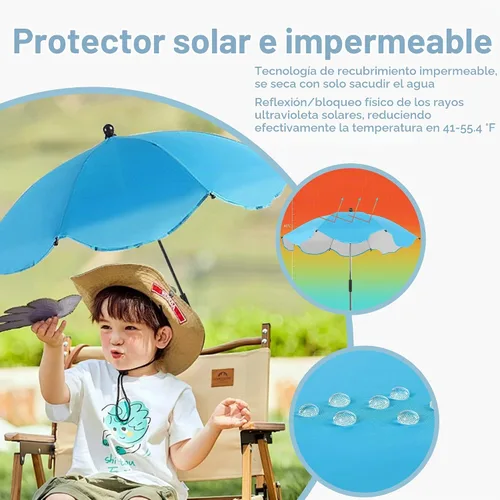 Vista 8 de Sombrilla de 30 pulgadas con abrazadera, sombrilla impermeable para niños al aire libre, paraguas con clip en sillas de playa, cochecitos, sillas