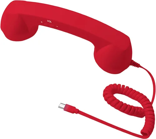 Vista 9 de Auricular retro para teléfono, teléfono fijo, receptor de teléfono retro con botón de respuesta tipo C, cable de conexión con altavoces y control