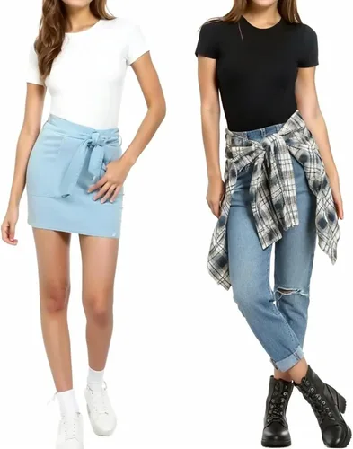 Vista 5 de MANGOPOP Body de Mujer con Cuello Redondo y Manga Corta, Camisetas Básicas, Tops de Body Suit