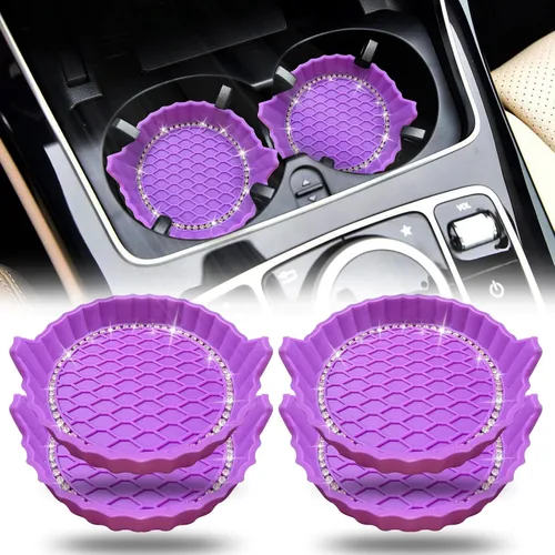 Vista 9 de Portavasos para automóvil, posavasos antideslizantes para automóvil, inserto universal para portavasos de automóvil, tapete de accesorios
