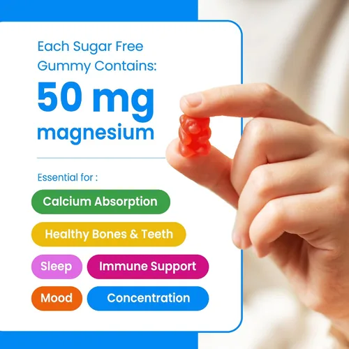 Vista 2 de NutraChamps 120 Gomitas de magnesio para niños - Gomitas de magnesio sin azúcar y calmantes para niños - Suministro para 4 meses - Apoya la salud