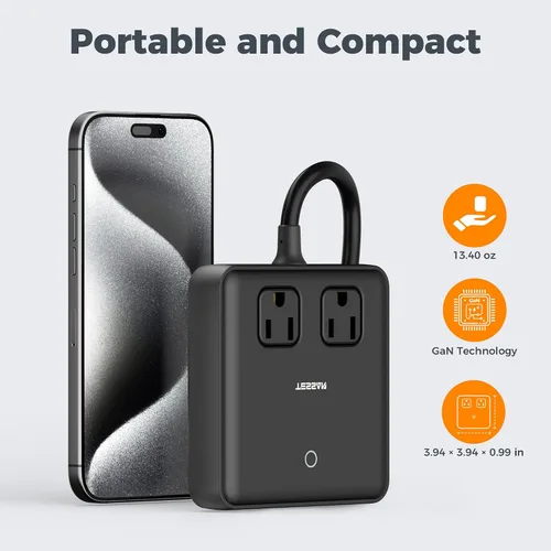 Vista 5 de Estación de carga TESSAN PD 100W para múltiples dispositivos, bloque de cargador USB C 6-en-1 compatible con iPhone 17/16, MacBook, base de carga