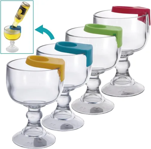 Vista 2 de Chefcaptain Margarita Glass Schooner - Juego de 4 copas extragrandes de 21.5 onzas, estilo de cristal sin plomo, coronaritas, margaritas, paquete