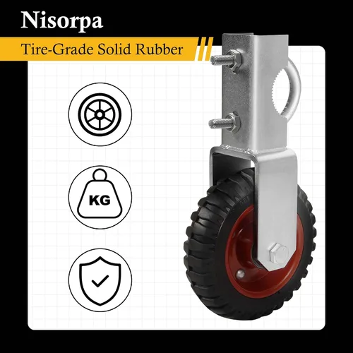 Vista 3 de Rueda de puerta de 6 pulgadas Nisorpa, juego de 2 ruedas de soporte de puerta con uso para puertas de 1-3/8" a 2-1/2", rueda de puerta de granja