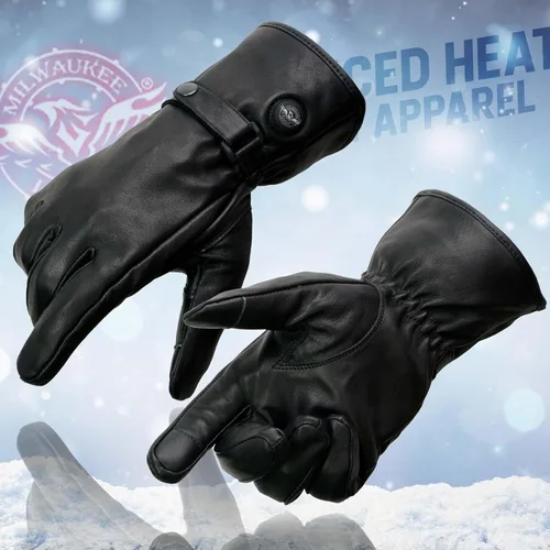 Vista 8 de Milwaukee Leather Men's and Women's Cold Weather Gloves with Heating Tech for Motorcycle, Hunting, Outdoor Use Mg7519set-negro-hombre