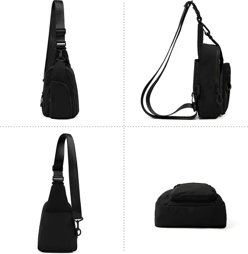 Vista 5 de ODODOS Bolso bandolera diario con correas ajustables, bolso cruzado en el pecho, mochila pequeña ligera para viajes casuales y senderismo