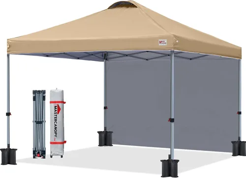 Vista 29 de MASTERCANOPY - Toldo desplegable duradero con 1 pared lateral (6.6 x 6.6 pies, caqui)