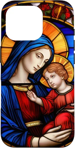 Vista 20 de Blessed Virgin Mary and Jesus Christ Stained Glass Case for iPhone 16