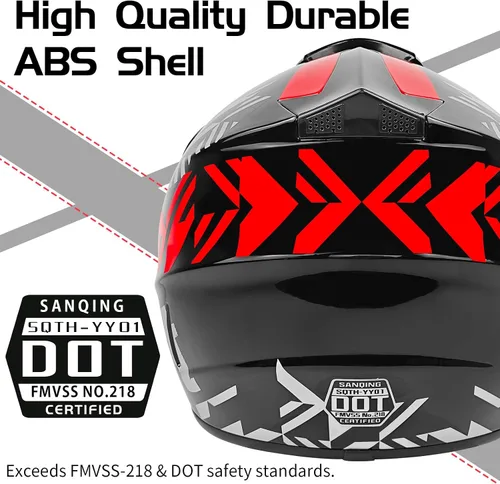 Vista 4 de Youth Dirt Bike ATV Off Road Motorcycle Helmets DOT Approved SY-rojo