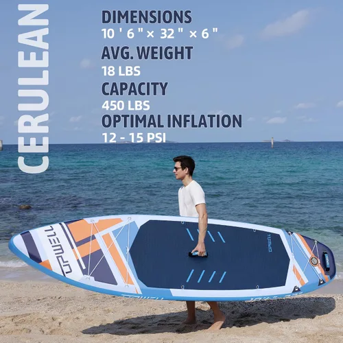 Vista 4 de 11'2”/11'/10'6” Inflatable Stand Up Paddle Board with sup Accessories Including Backpack, Repairing Kits, Non-Slip Deck, Leash, 3 Fins, Paddle and