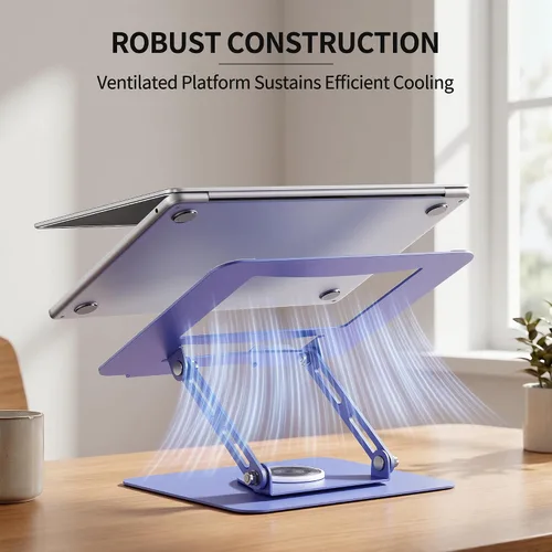 Vista 8 de Livilord ALASHI - Soporte para computadora portátil para escritorio con base giratoria de 360°, soportes ajustables para laptop multiángulo