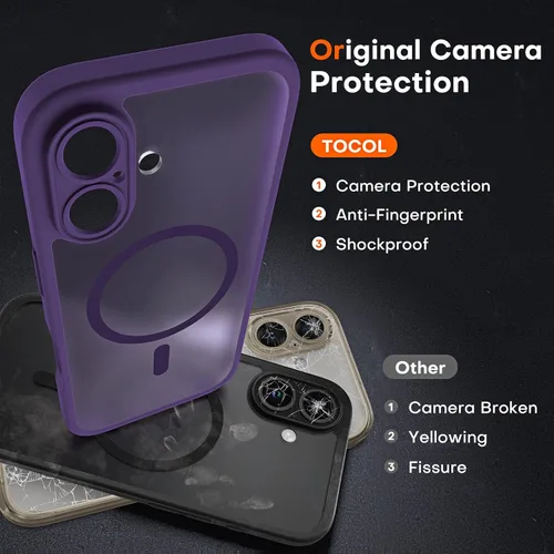 Vista 657 de TOCOL Funda para iPhone 11, compatible con Magsafe, protección completa de cámara, imanes integrados, protección contra caídas, funda translúcida