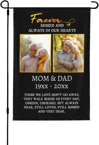 Vista 16 de Bandera de memoria personalizada con nombre de foto, fecha, letrero funerario personalizado, bandera conmemorativa personalizable para jardín