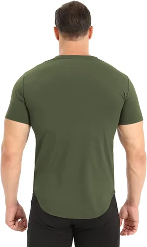 Vista 2 de BROKIG Camiseta de entrenamiento de gimnasio TDry Bold para hombre, ajuste casual, culturismo, camisas de manga corta para hombre