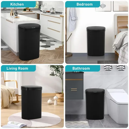Vista 7 de Basurero automático de 13 galones para cocina con tapa, bote de basura sin contacto con sensor de movimiento - higiénico, control de olores