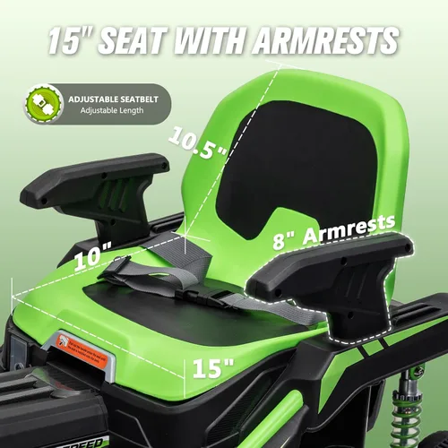 Vista 6 de Juguetes de paseo de 36 V para niños grandes 6+ coche eléctrico con Verde