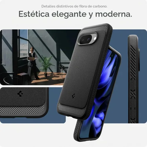 Vista 3 de Spigen Funda para Pixel 9a, Rugged Armor MagFit (2025) [compatible con accesorios MagSafe] - Negro mate