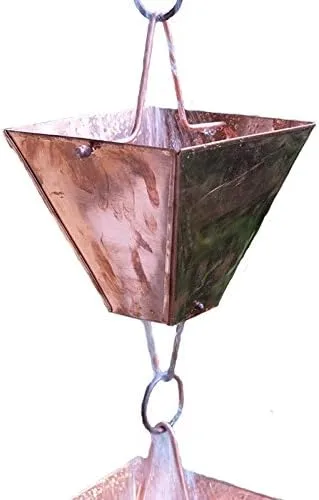 Vista 6 de Nutshell Stores Cadena de lluvia de tazas cuadradas extra grandes, aluminio, 8 pies Alumino