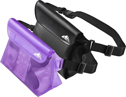 Vista 9 de HEETA Paquete de 2 bolsas impermeables con correa para la cintura, bolsa seca táctil con cinturón ajustable para teléfono, objetos de valor